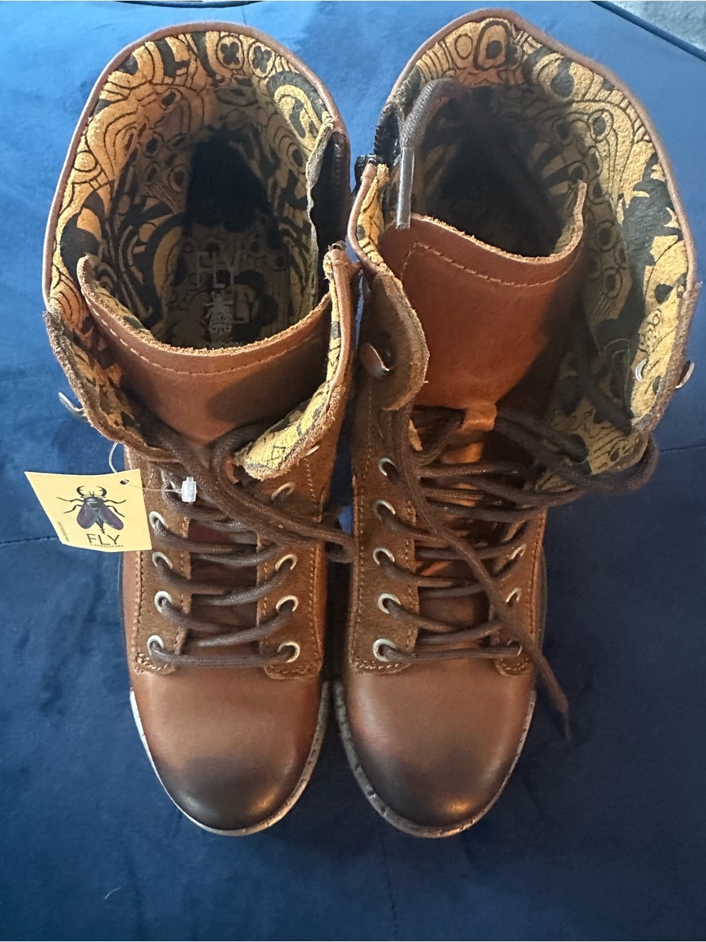 FLY London Brown Lace-Up Combat Boots